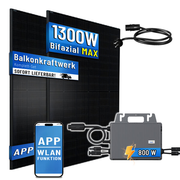 Balkonkraftwerk 2x500W Bifaziale Solarmodule mit TSUN Mikro-Wechselrichter