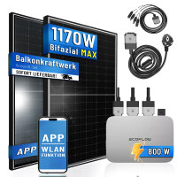 Balkonkraftwerk BIFACIAL 1170W Solaranlage mit 800W...