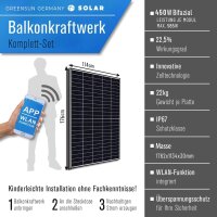 Balkonkraftwerk 1170 W / 800W Solarmodule, TSUN Mikro-Wechselrichter TSOL-MS800 mit 5m Kabel