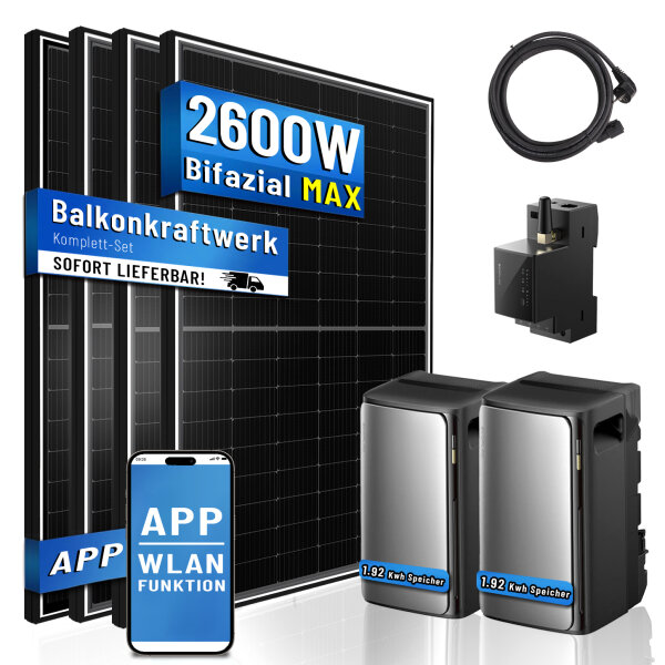 Balkonkraftwerk 2600W mit Ecoflow Ultra Speicher mit Erweiterungsakku AC Pro