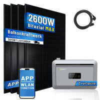 Balkonkraftwerk 4x500W mit Growatt Nexa 2000W Stromspeicher