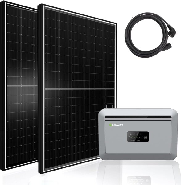 Balkonkraftwerk 2x500W mit Growatt Nexa 2480W Stromspeicher