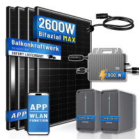 Balkonkraftwerk 2600W mit Speicher, Komplettset...