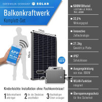Balkonkraftwerk 2600W mit Speicher, Komplettset Solarmodule Vollschwarz mit 800W TSUN Wechselrichter mit 5m Kabel, PV Anlage mit 2 Stück Marstek B2500 Solarspeicher 2240W