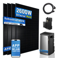 Balkonkraftwerk 2600W mit Ecoflow Ultra Speicher, 4x500W...