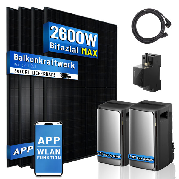 Balkonkraftwerk 2600W mit Ecoflow Ultra Speicher mit Erweiterungsakku AC Pro