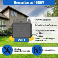 Balkonkraftwerk 2600W Solaranlage mit 4480W Speicher Marstek B2500W, 800W Marstek Micro Wechselrichter WiFi, 4x500W Vollschwarz Bifazial Solarmodule, Photovoltaik PV Anlage mit 2 Stück Speicher