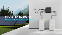 Balkonkraftwerk 2600W Solaranlage mit 4480W Speicher Marstek B2500W, 800W Marstek Micro Wechselrichter WiFi, 4x500W Vollschwarz Bifazial Solarmodule, Photovoltaik PV Anlage mit 2 Stück Speicher