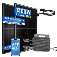 Balkonkraftwerk 1300W Bifazial Solaranlage mit 800W...