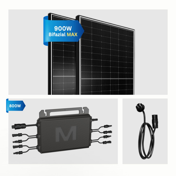 Balkonkraftwerk 2x450W Solaranlage mit 800W Marstek Wechselrichter