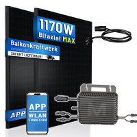 Balkonkraftwerk 1170W Bifazial Solaranlage mit 800W...