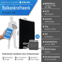 Balkonkraftwerk 1170W Bifazial Solaranlage mit 800W Marstek Wechselrichter