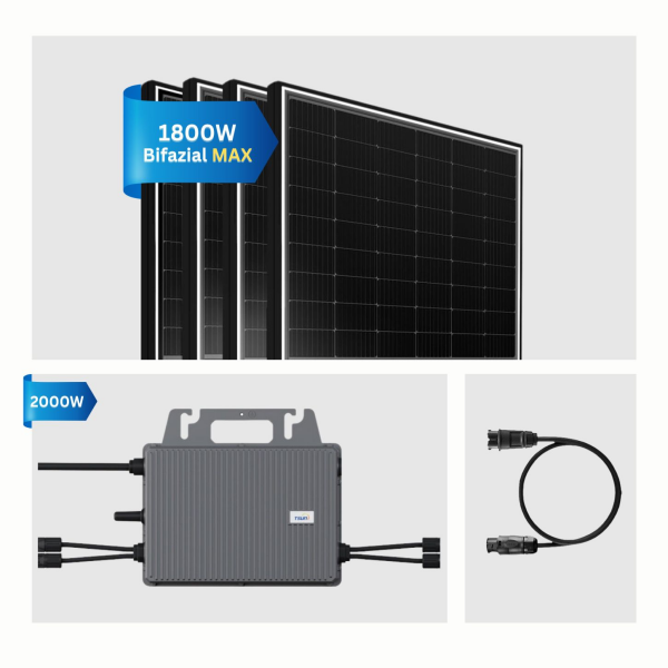 Balkonkraftwerk 1800W Komplettset mit 4*450Wp Bifaziale PV-Modulen und 2000W TSUN Mikro-Wechselrichter