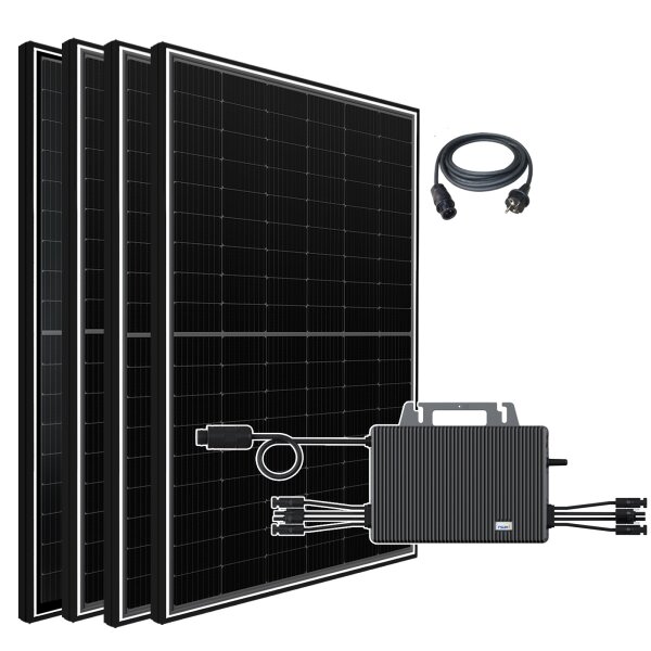 Balkonkraftwerk 2340W Solaranlage Komplettset mit TSUN 2000W Micro Wechselrichter, 4X 450W Bifazial Solarmodule Black Frame für Haus Dach Terrasse