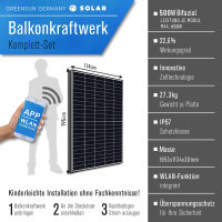 Balkonkraftwerk 1300W Solaranlage mit Speicher Marstek B2500 2240Wh, 800W TSUN Micro Wechselrichter, 2x500W Bifazial Solarmodule Vollschwarz, Photovoltaik PV Anlage mit Solarspeicher, ohne Smart Meter
