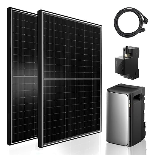 Balkonkraftwerk 1170W/800W 2X 450W Black Frame Solarmodule Bifazial mit Ecoflow Stream Max 1,92kwh Stromspeicher