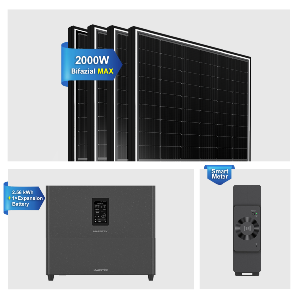 Balkonkraftwerk 2000W Bifazial  mit Speicher, Marstek Jupiter C plus mit 5.12kWh