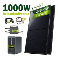 Marstek® B2500-D Solarspeicher 2,24kWh  im Balkonkraftwerk Komplettset | 1000W Bifazial PV-Module, 800W Mikrowechselrichter, Plug & Play (ohne Smart Meter)