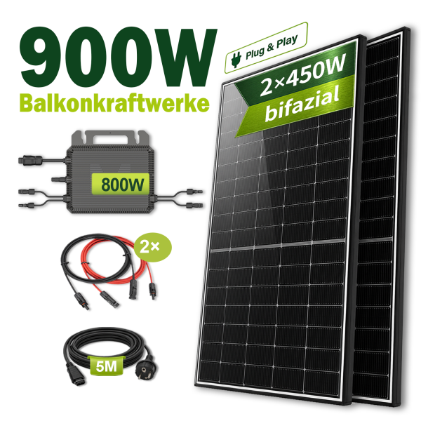 Balkonkraftwerk 900W Solaranlage mit Marstek 800W Wechselrichter #1
