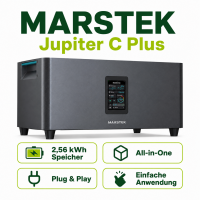 2000W Balkonkraftwerk mit 2,56 kWh Speicher MARSTEK Jupiter C + Plus, 4x500W BIFAZIAL FULLBLACK Solarmodule Solaranlage Solarspeicher