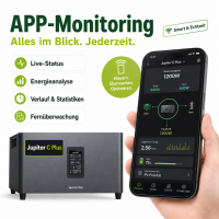 2000W Balkonkraftwerk mit 2,56 kWh Speicher MARSTEK Jupiter C + Plus, 4x500W BIFAZIAL FULLBLACK Solarmodule Solaranlage Solarspeicher