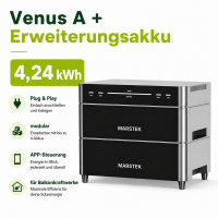 Marstek® Venus A All-in-One Solarspeicher 4,24kWh im Balkonkraftwerk Komplettset | 2000W Bifazial Glas-Glas Modulen (ohne Smart Meter)