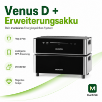 Balkonkraftwerk 2000W MARSTEK Venus D All-in-One Plug-in Batterie 2,56 kWh Zusatzakku mit 4×500W bifazialen Solarmodulen PV Solaranlage Solarspeicher